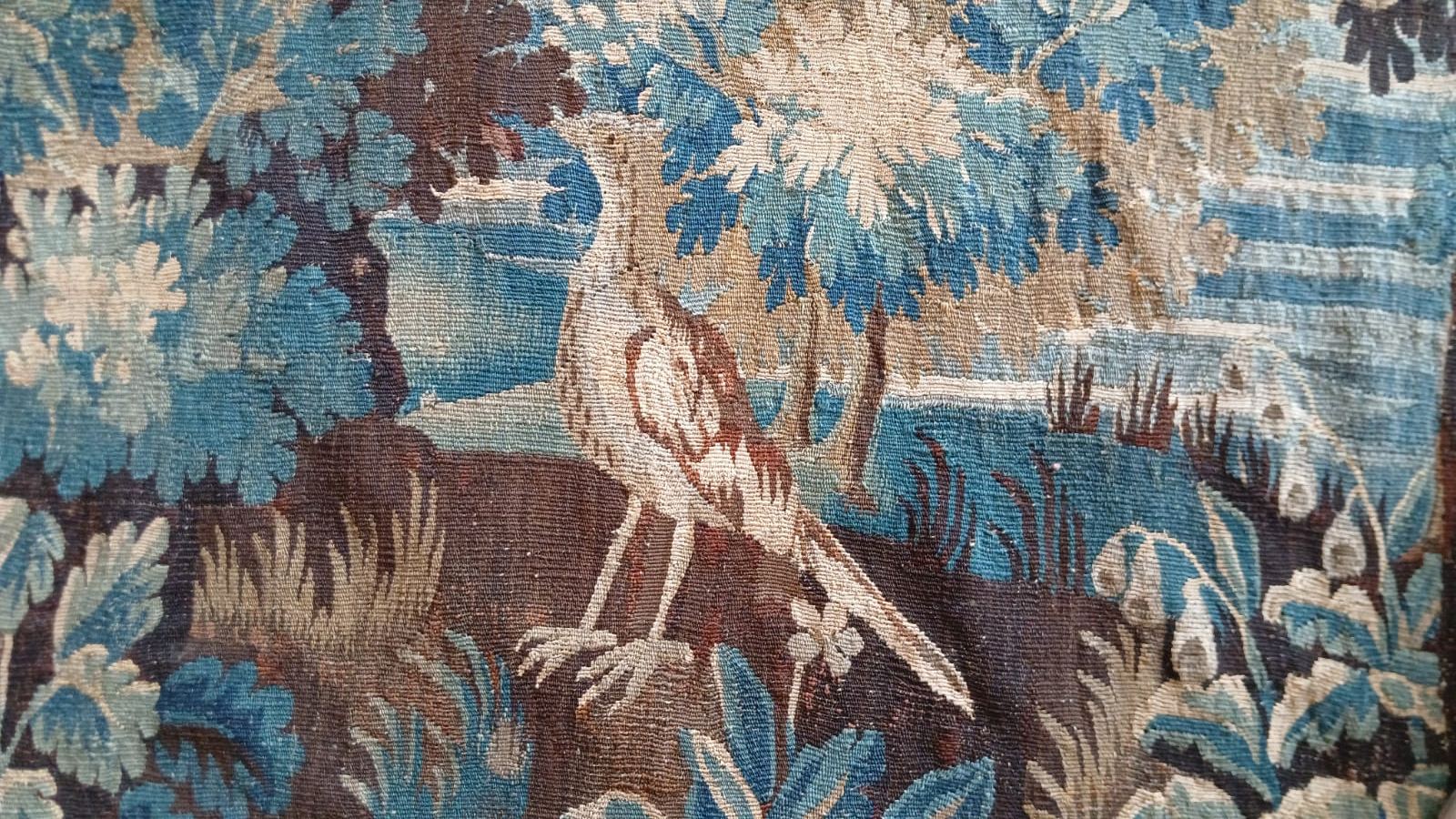 Détail d’une verdure d’Aubusson à l’oiseau