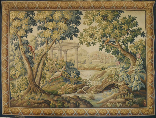 Verdure avec colonnes – Tapisserie d’Aubusson 20ème - Manufacture Tabard | Galerie DOR